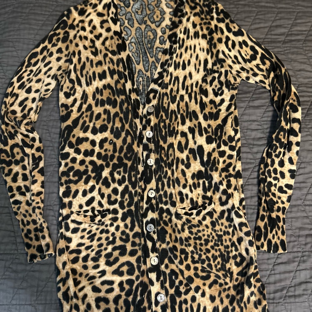 Leopard Print Button-Front Cardigan